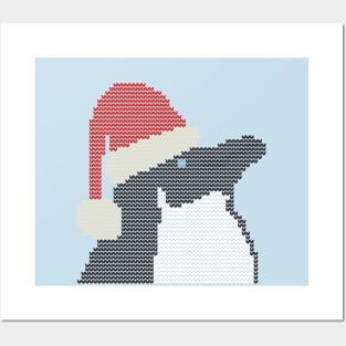 Christmas Sweater Penguin in Santa Hat Posters and Art